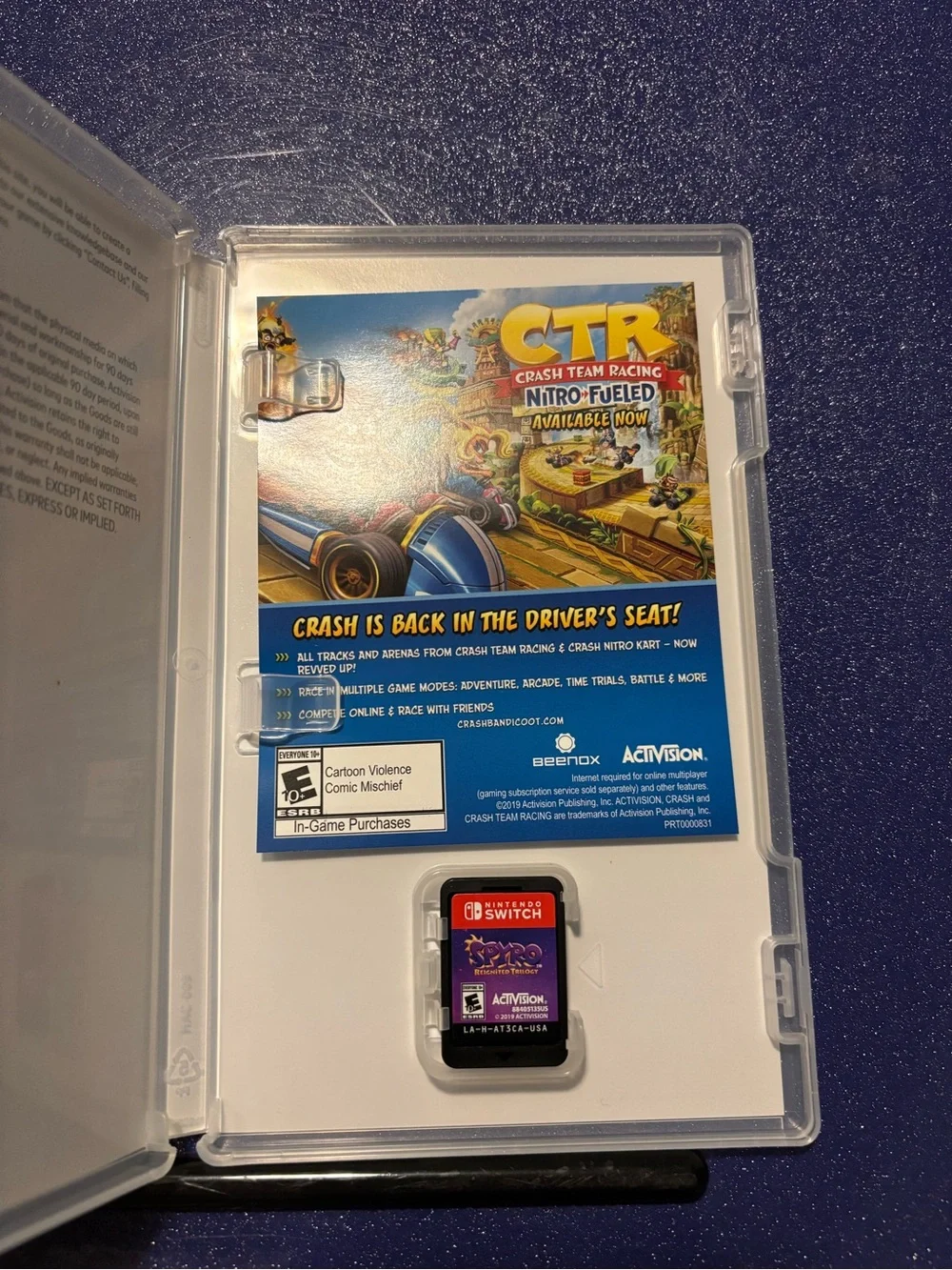 Nintendo Switch Spyro Reignited Trilogy Activision Game & Case